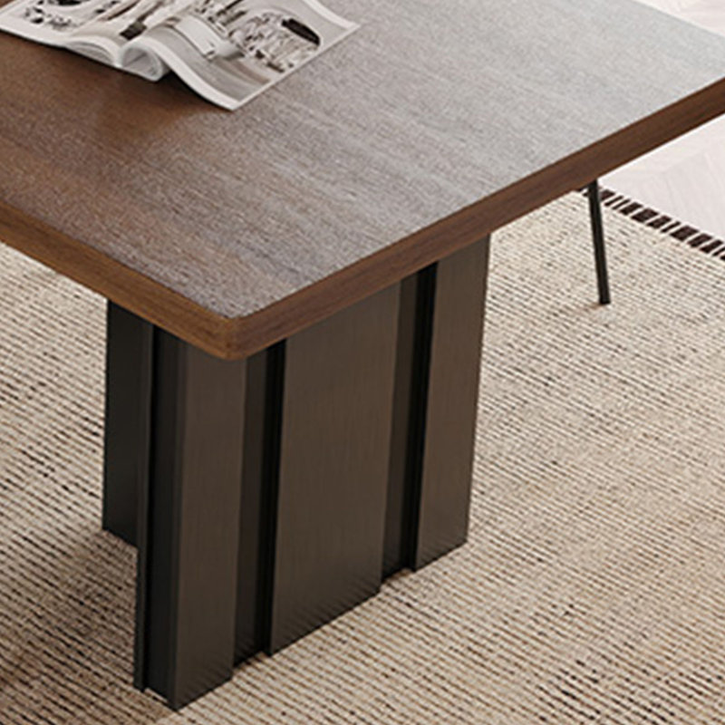 Modern Walnut-Tone Durable Rockboard Dining Table, 29.5"H x 70.8"L x 35.4"W
