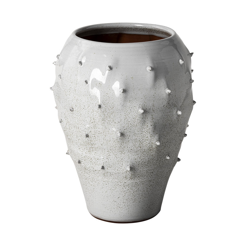 White Ceramic Table Vase, 13.58" H x 10.03" W x 10.03" D