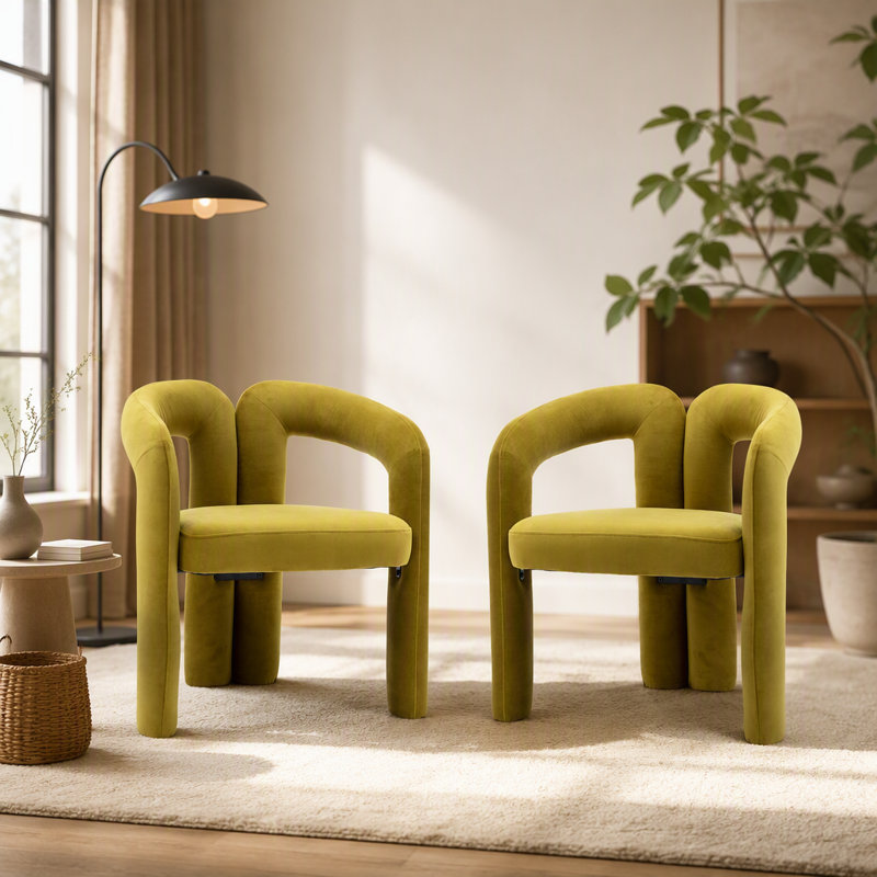 Ensemble confortable de chaises d'appoint rembourrées en velours pour divers espaces, Pink Fabric