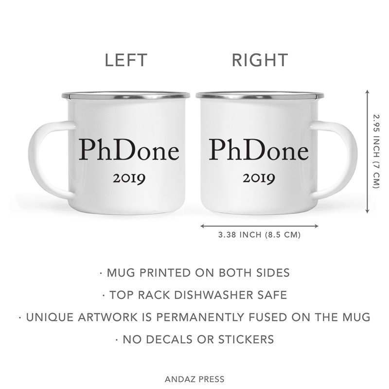 11 oz. Cadeau de tasse à café en acier inoxydable Graduation, Phdone 2019, paquet de 1, comprend boîte-cadeau, tasses de camping en émail pour les étudiants de la classe de 2019