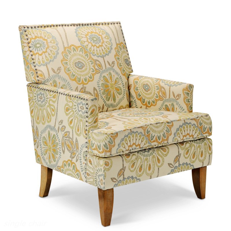 Lippitt Upholstered Armchair, Beige/Yellow Fabric