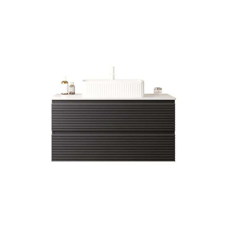 Armoire de salle de bain murale en contreplaqué 36 po gris