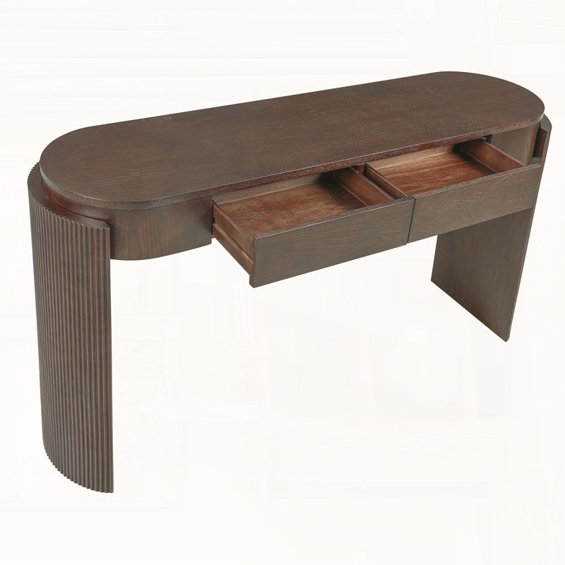 Console de ferme moderne de 60 pouces avec bord en cascade, 2 tiroirs dissimulés - noir