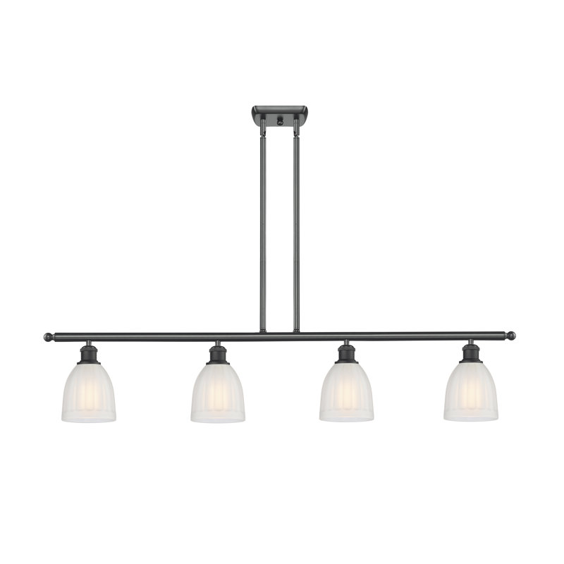 Dunder 4 - Light Kitchen Island Pendant, Matte Black, 6 Watt Vinage LED Bulb