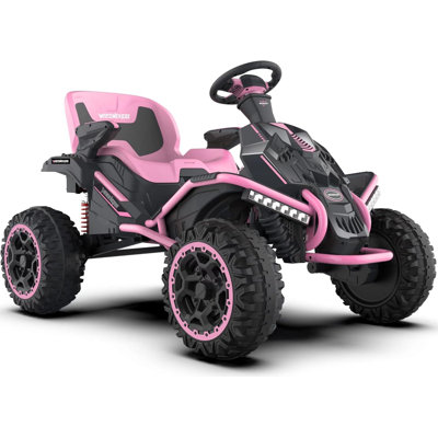 24V Ride on Toy For Big Kids, Kids' Electric Vehicles Outdoor Race Toy with 4 Strong Motors Total 300W Bluetooth Speaker and 24V 7AH Big Battery, Adjustable Seat, Electric Cars for Children 3-13