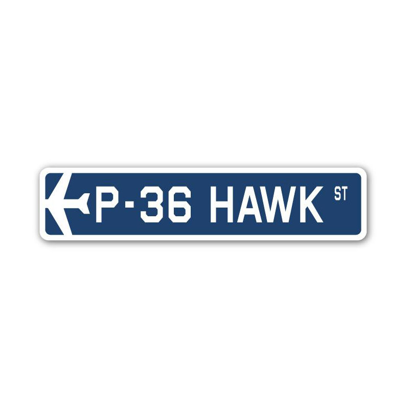 Plaque de rue militaire en aluminium Breccia P-36 Hawk, H 7 po x l 30 po x P 1 po