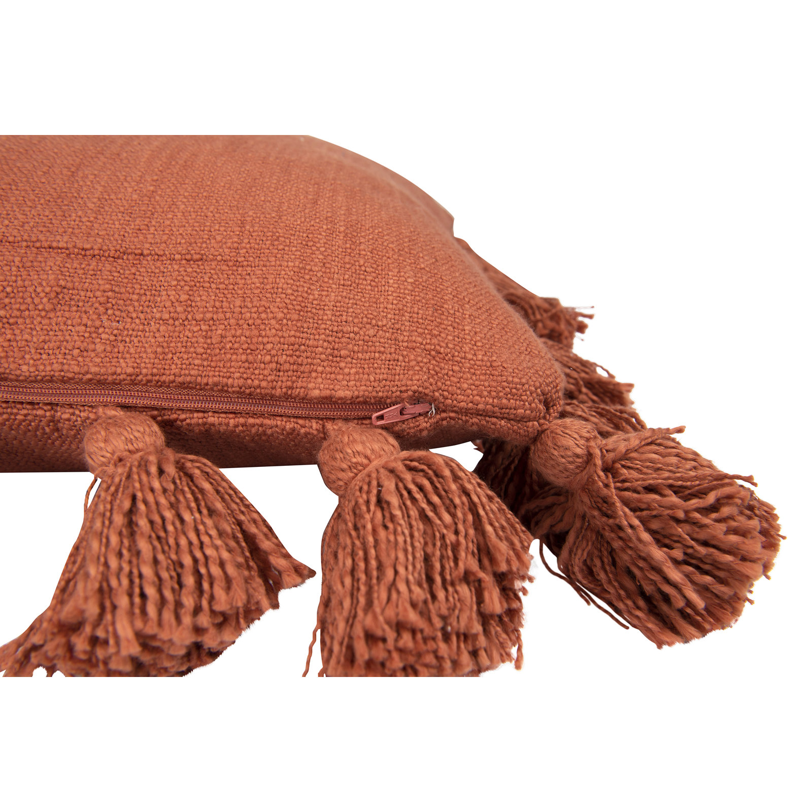 Astraeus Tassels Cotton Throw Pillow, Russet