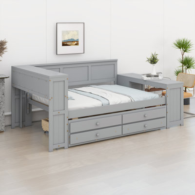 Daybed With Storage Shelves,Drawers,Trundle