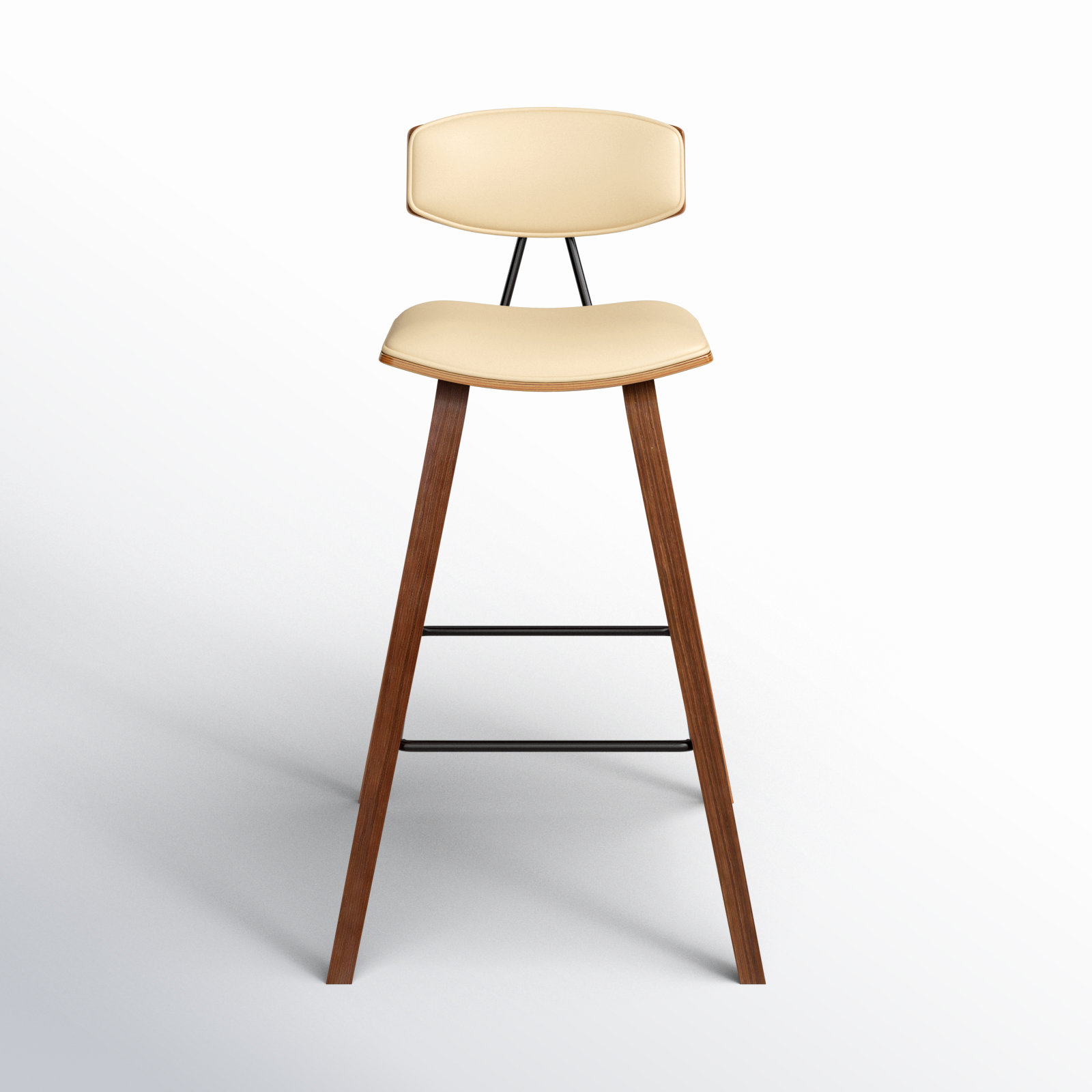 Payton Vegan Leather Bar & Counter Stool, Bar Stool (29" Seat Height), Cream Faux Leather, Walnut