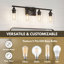 Éclairage pour salle de bain 4 lumières cylindriques en verre transparent noir mat-1086561083