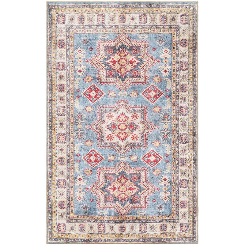 Tapis bleu clair Aucun, Rectangle 5 pi 1 po x 8 pi