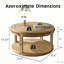 Table basse et canapé de 31,5 pouces en bois massif rond - plateau épaissi à deux niveaux, pieds robustes, table circulaire pour le salon-129103933