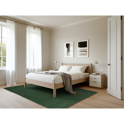Machine Washable Solid Green Area Rug