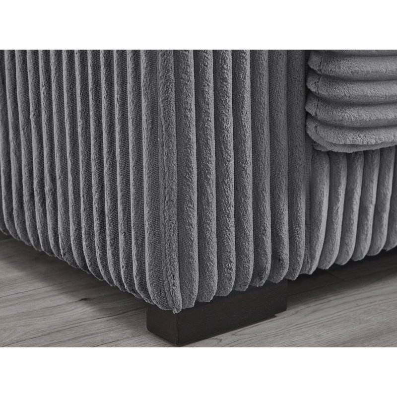 93'' Reversible Modern Upholstered L-Shape Sectional Sofa, Gray Corduroy