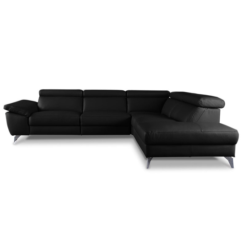 La Crosse Genuine Leather Electric Reclining Corner Sofa, Right Hand Facing, Black