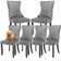 Velvet Wing Back Nailhead Upholstered Dining Chairs Set of 6