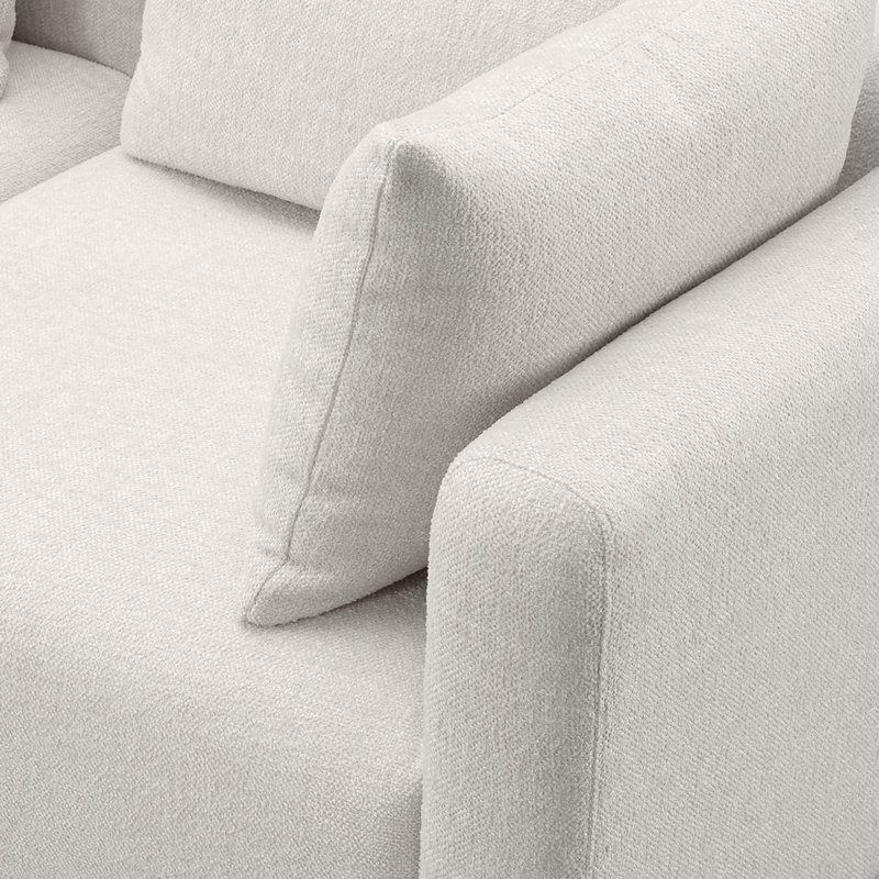 Canapé modulaire en L 5 pièces Tov Furniture, Tissu texturé crème, Bois naturel