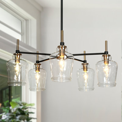 5-Light Wagon Wheel Shaded Chandelier