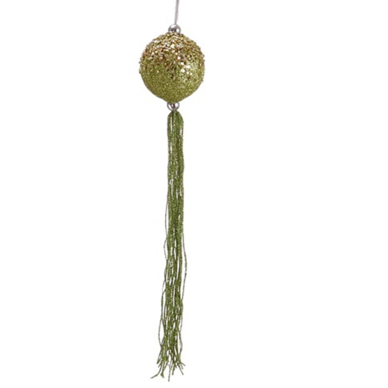 Ornement boule de Noël avec pampilles scintillantes, Vert