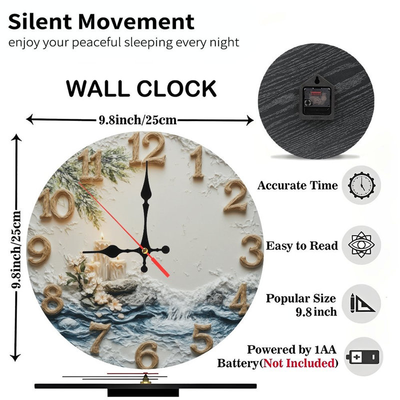 Horloge en relief avec bougies ondulées