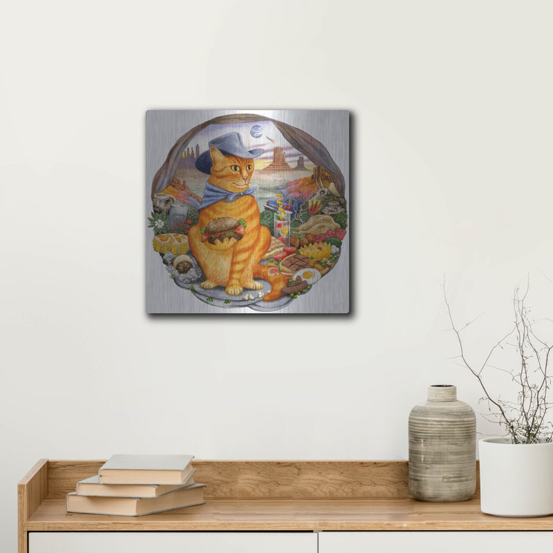  «Nevada Cat» par Gale Pitt, art mural en métal, 12 po x 12 po, H 12 po x l 12 po