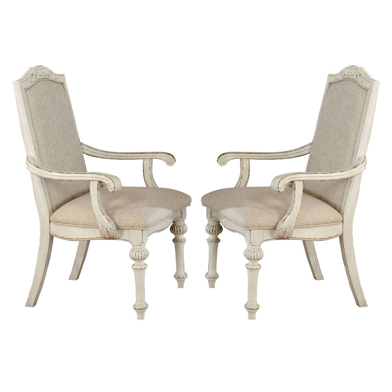 Chaise avec accoudoirs Mohall, Beige / blanc antique / beige