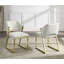 Beige and Gold Upholstered Boucle Wing Back Dining Side Chair