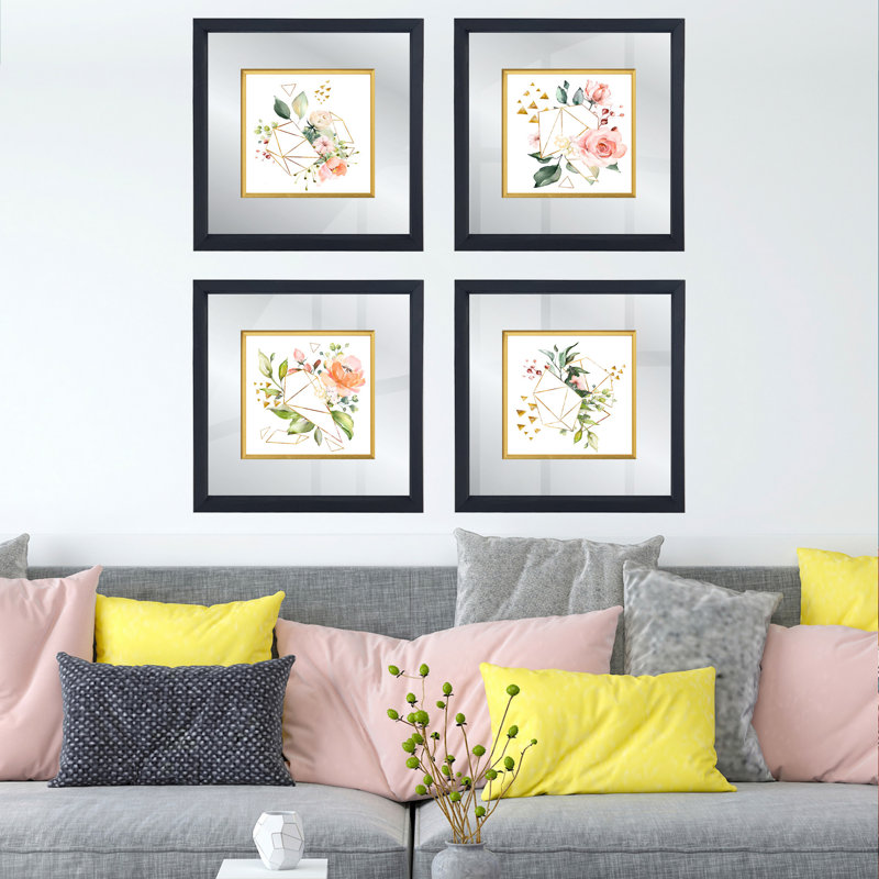 Anonymous - 4 Piece Single Picture Frame Painting Set on Glass