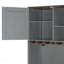 Grand lit escamotable avec armoire de rangement, support à vin, porte-verre, tiroirs et bande à DEL multicolore, gris