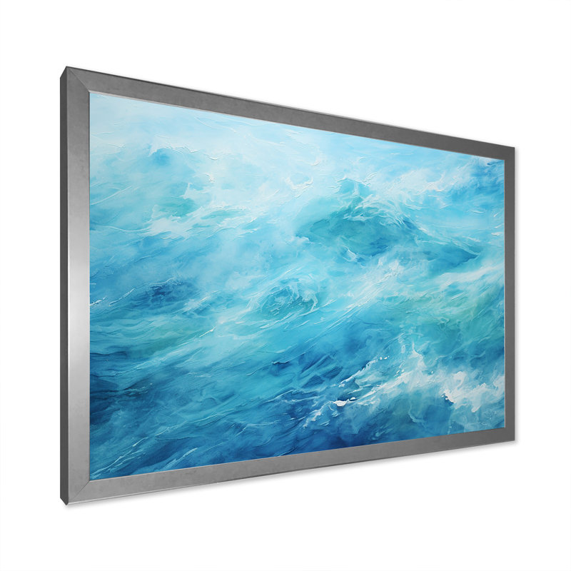 Azur bleu lagon horizon I - reproduction sur toile, H 30 po x l 40 po x P 1,5 po, Cadre simple argenté