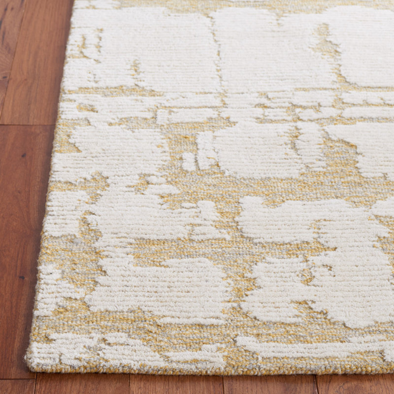 Hand-Tufted Gold and Ivory Wool 8' x 10' Area Rug