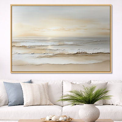 Horizon de sable tranquille - Tableau encadré beige plage