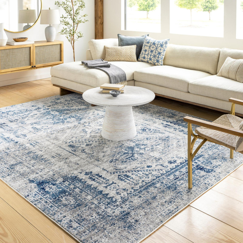 Tapis oriental Fitz, Rectangle 12 pi x 15 pi, Sky Blue
