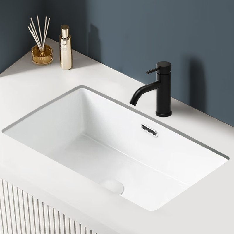 Lavabo de salle de bain encastrable en céramique blanche avec trop-plein 27,56 po Topcraft