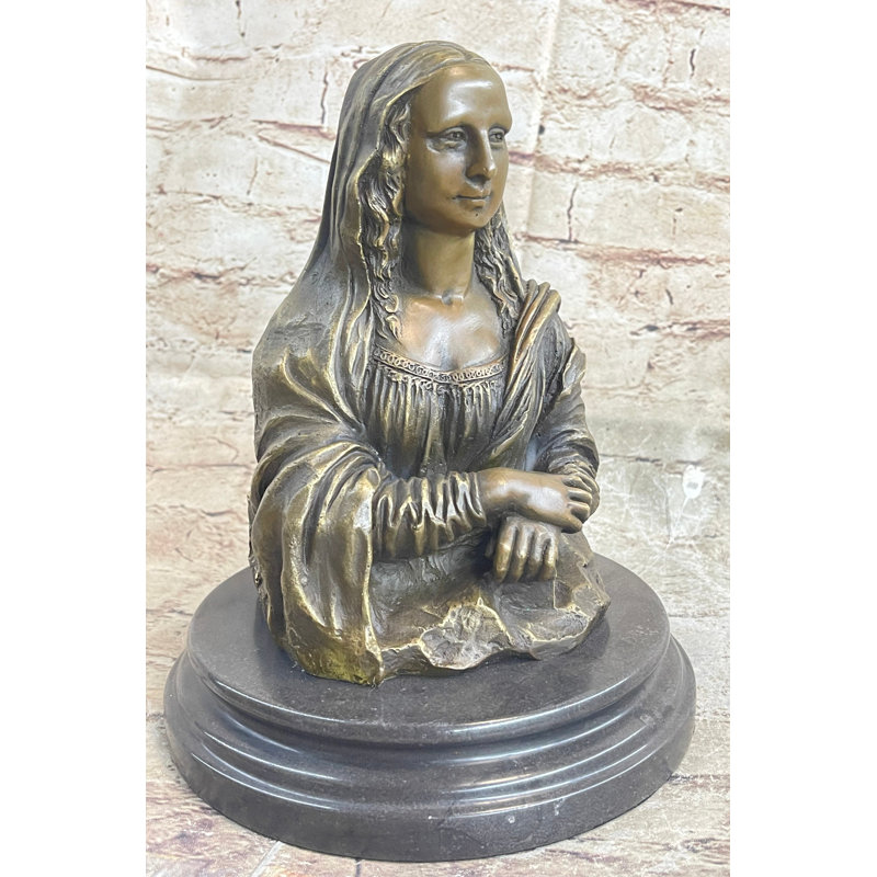Statue buste en bronze de Leonardo Da Vinci par Valli sur base de marbre