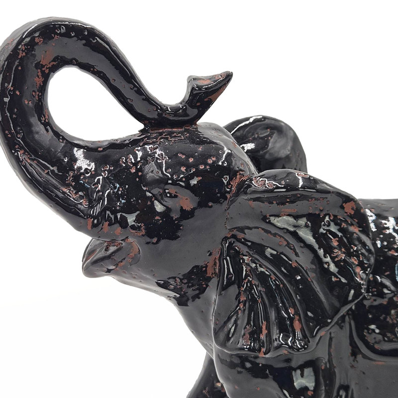 Traditional Ceramic Elephant Figurine for Shelf and Tabletop Decor