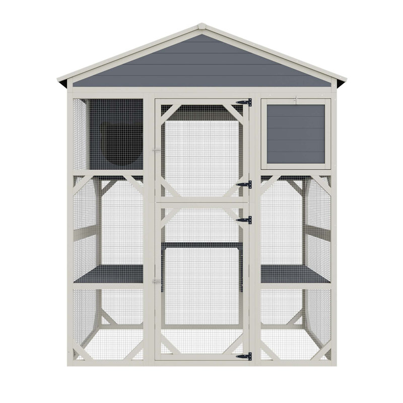 Outstanding Wooden Outdoor Cat House with Multiple Features for Pets