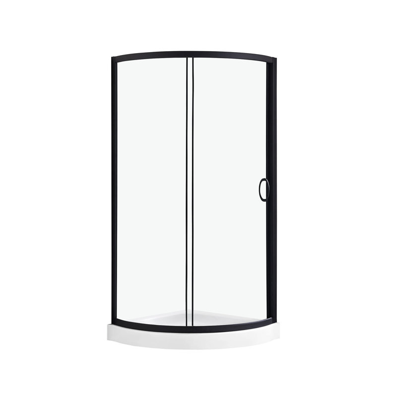 Ensemble de douche en coin rond noir L 35 po x l 35 po x H 77 po Breeze avec porte coulissante transparente et base de douche (murs non inclus)