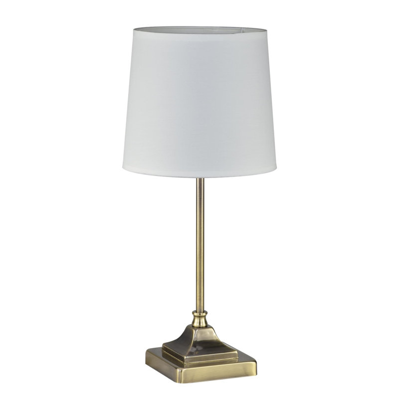 Britten Metal Table Lamp, Antique Brass, White