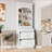Modern 83.7” White Kitchen Pantry with Faux Marble Top, 5 Drawers | P2 MDF | Adjustable Shelves