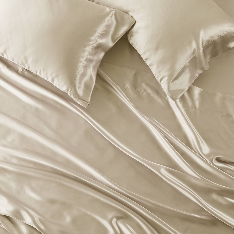 Madison Park Essentials Satin Champagne 100% Luxury Satin 2-Piece 20×40" King Pillowcases, King Pillowcase, Champagne