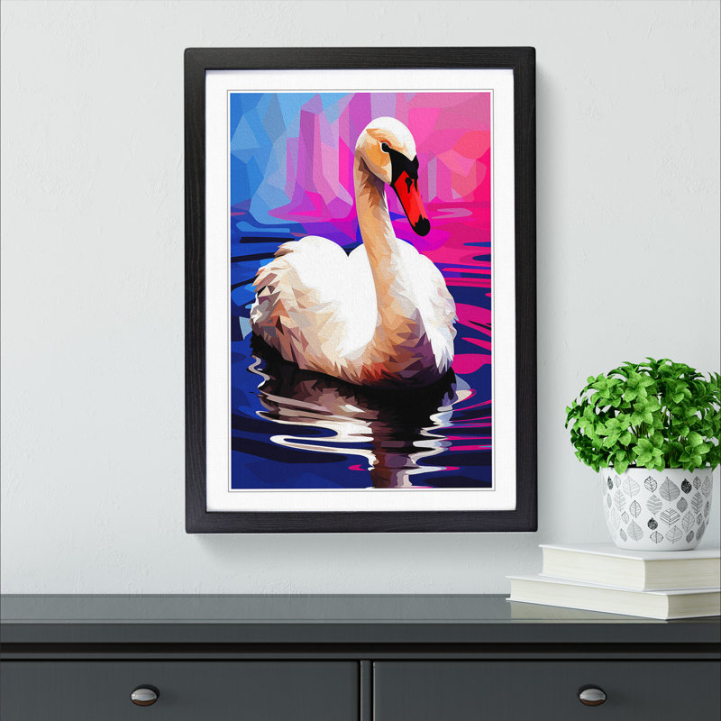 Swan Pop - Framed Print, Black, 46" H x 34" W x 2" D