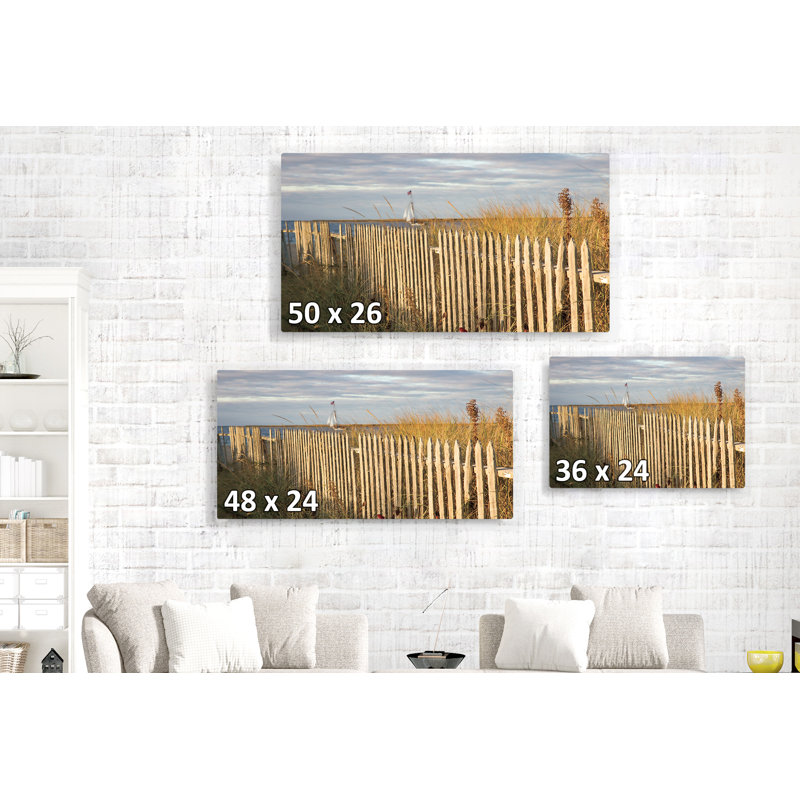 Bord de mer bord de mer flou artistique à voile, clôture, herbe de plage, herbe de mer, H 16 po x l 24 po x P 1,5 po