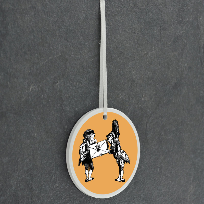 Footmen Alice In Wonderland Circle Shaped Ceramic Ornament Bauble