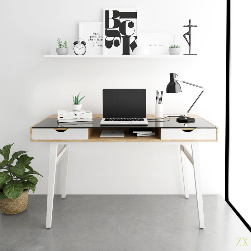 Bureau d'ordinateur compact avec rangement multiple