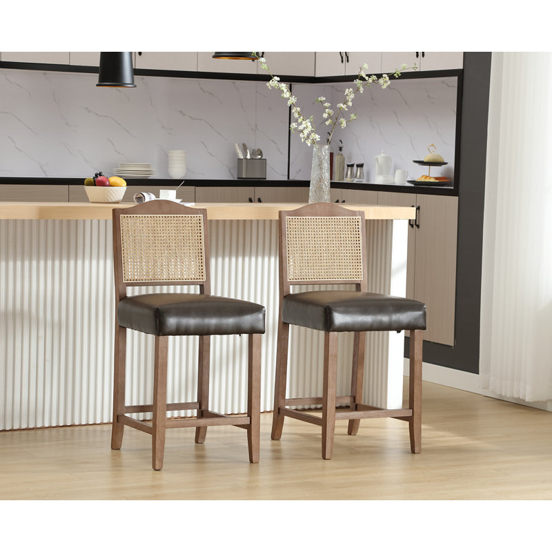 Ariew Unfinished 26.5'' Counter Stool, Black, Brown
