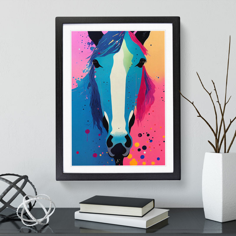 Horse Drips No.4 Abstract - Single Picture Frame Print, Black Framed, 64cm H x 46cm W x 2cm D