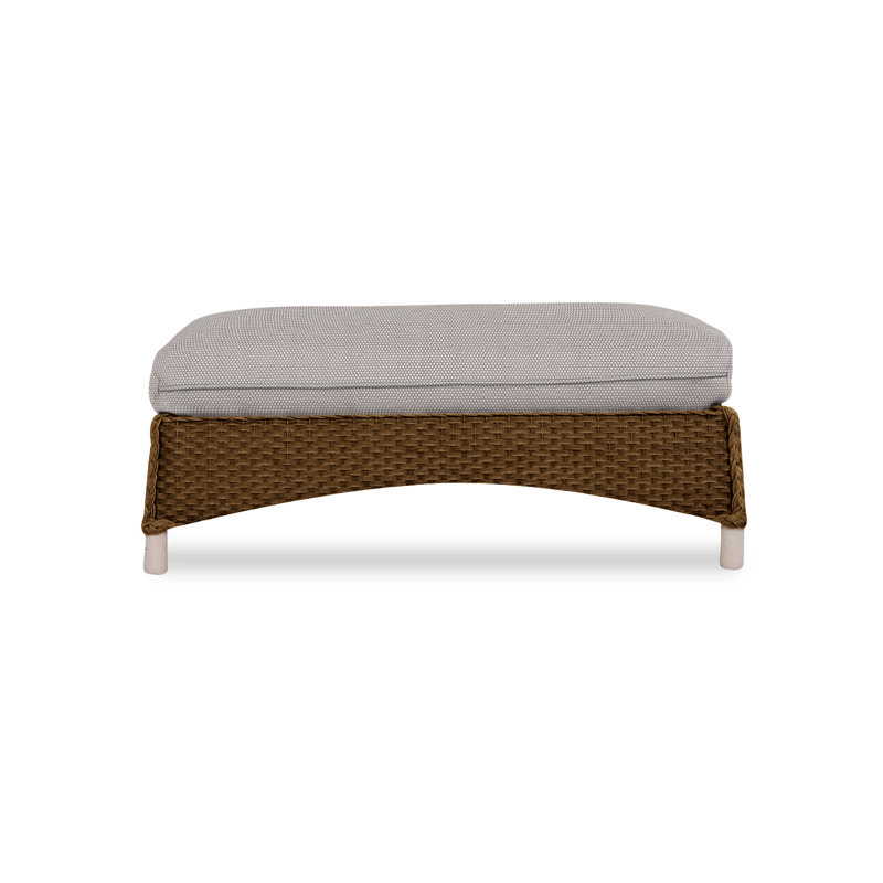 Mandalay Outdoor Ottoman, Sailcloth Seagull, Hickory