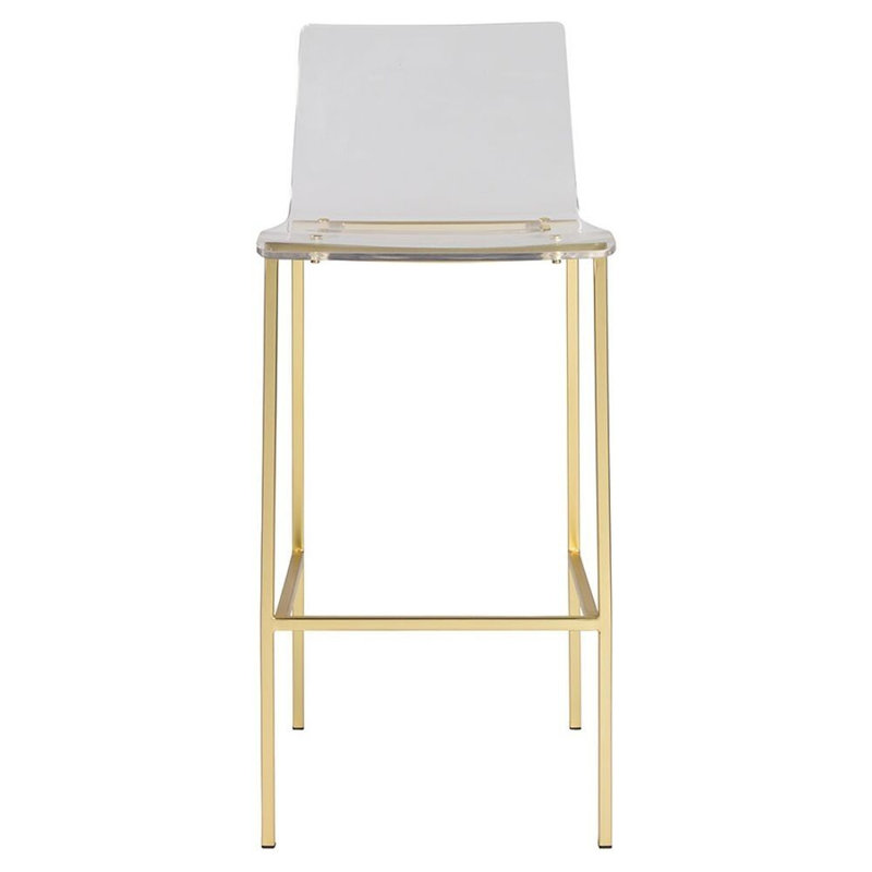 Tabouret en acrylique transparent Ved avec base polie, Transparent / or