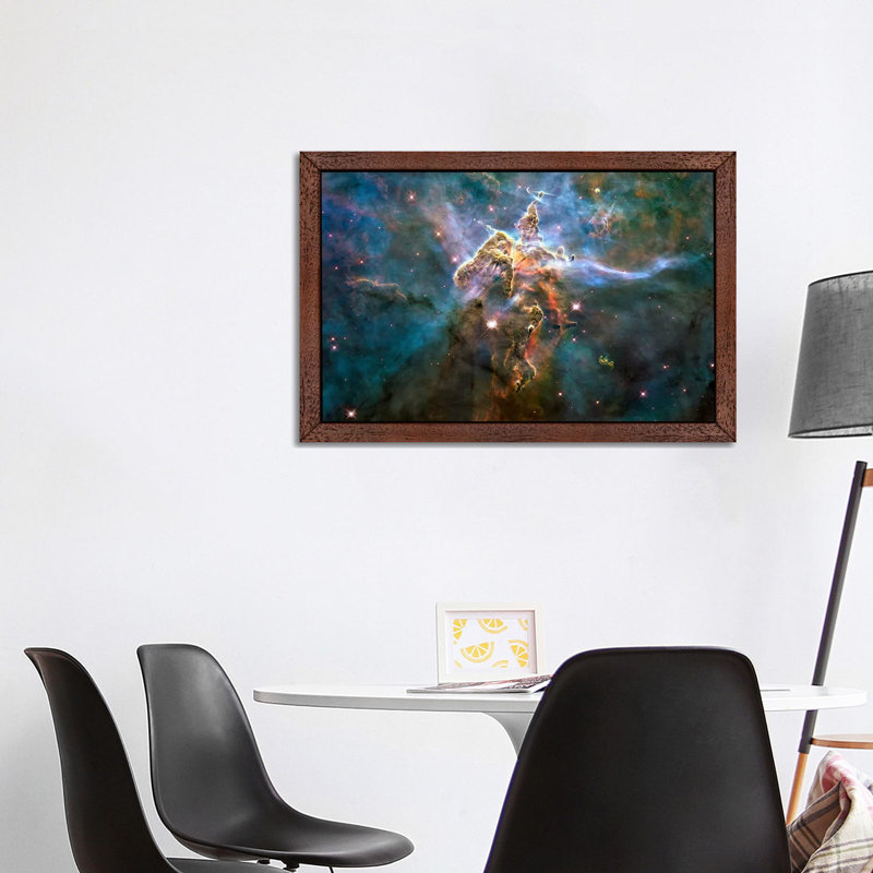 Mystic Mountain In Carina Nebula (Hubble Space Telescope) - Floater Frame Print on Canvas, Brown Framed Canvas
